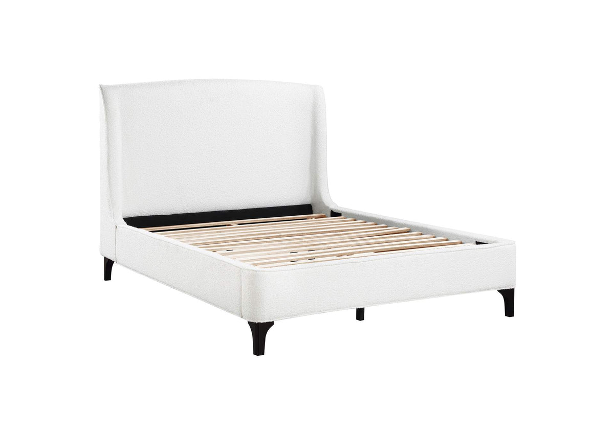 Mosby Upholstered Eastern King Wingback Bed Snow