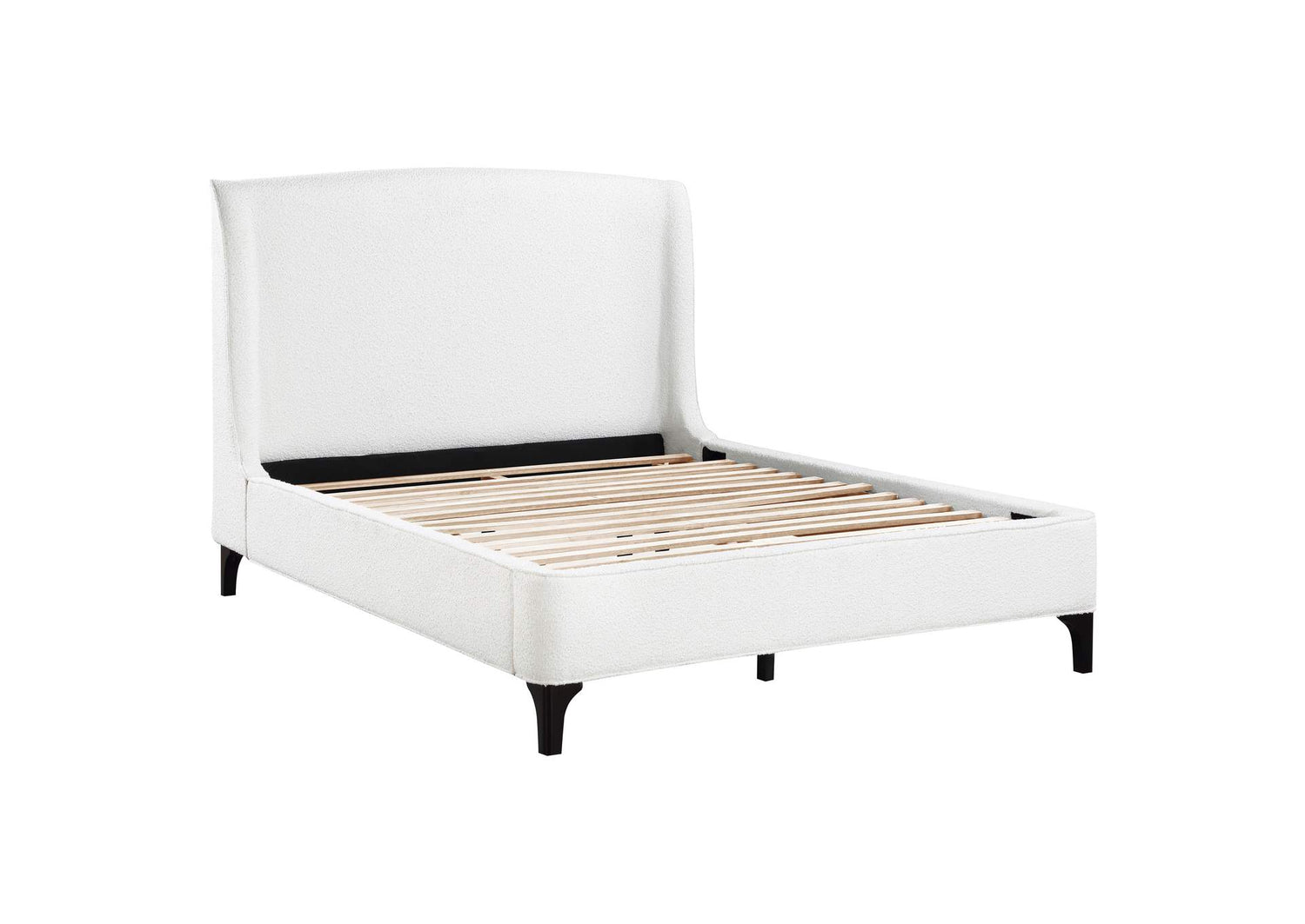 Mosby Upholstered Queen Wingback Bed Snow