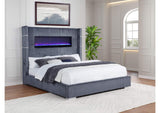 306030KW Tisdall Upholstered Cal King Flame Visualizer Bed Grey