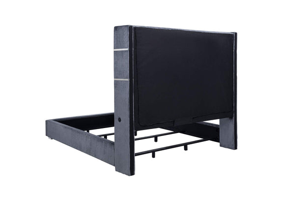 306030KW Tisdall Upholstered Cal King Flame Visualizer Bed Grey