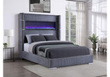 306030Q Tisdall Upholstered Queen Flame Visualizer Bed Grey
