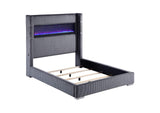 306030Q Tisdall Upholstered Queen Flame Visualizer Bed Grey