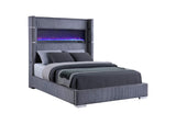 306030Q Tisdall Upholstered Queen Flame Visualizer Bed Grey