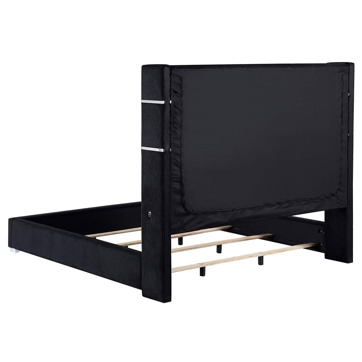 306031KE Tisdall Upholstered Eastern King Flame Visualizer Bed Black