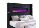 306031KE Tisdall Upholstered Eastern King Flame Visualizer Bed Black