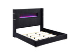 306031KW Tisdall Upholstered Cal King Flame Visualizer Bed Black