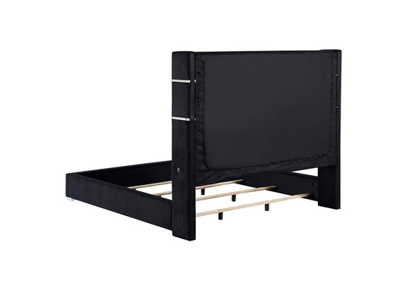 306031KW Tisdall Upholstered Cal King Flame Visualizer Bed Black