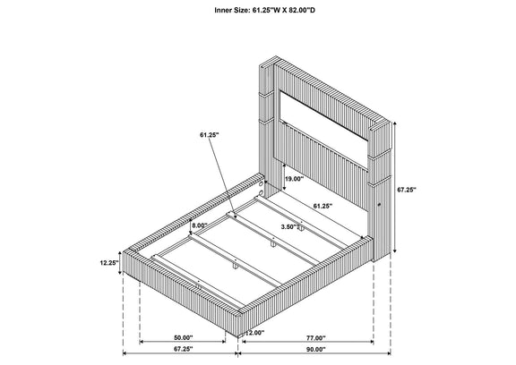 306031Q Tisdall Upholstered Queen Flame Visualizer Bed Black