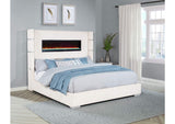 306032KE Tisdall Upholstered Eastern King Flame Visualizer Bed Cream