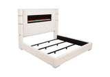 306032KE Tisdall Upholstered Eastern King Flame Visualizer Bed Cream