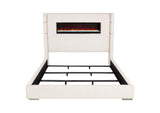 306032KE Tisdall Upholstered Eastern King Flame Visualizer Bed Cream
