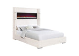 306032KW Tisdall Upholstered Cal King Flame Visualizer Bed Cream