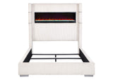 306032KW Tisdall Upholstered Cal King Flame Visualizer Bed Cream