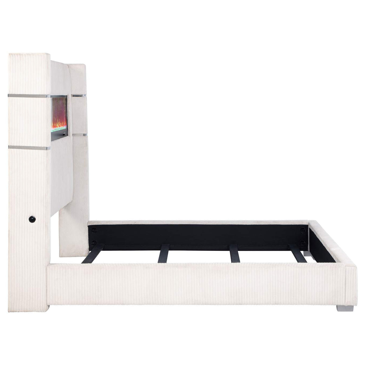 306032KW Tisdall Upholstered Cal King Flame Visualizer Bed Cream