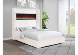 306032Q Tisdall Upholstered Queen Flame Visualizer Bed Cream