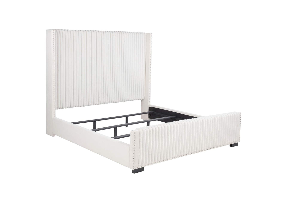 306051KE Natasha 65-inch Upholstered Eastern King Wingback Bed Cream