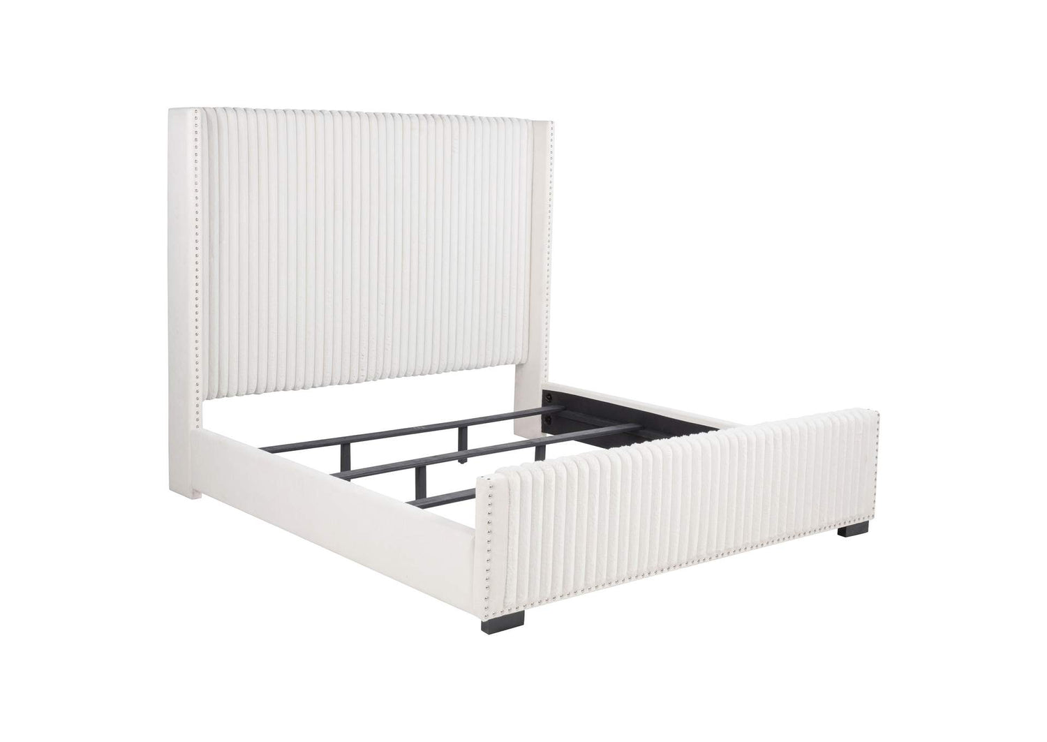 306051KE Natasha 65-inch Upholstered Eastern King Wingback Bed Cream