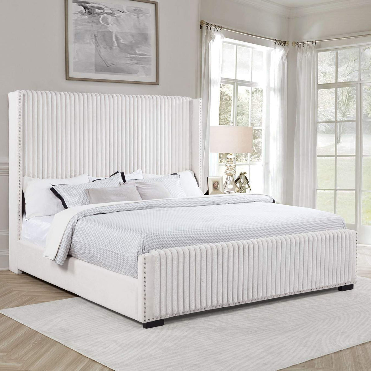 306051KW Natasha 65-inch Upholstered California King Bed Cream