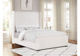306051Q Natasha 65-inch Upholstered Queen Wingback Bed Cream