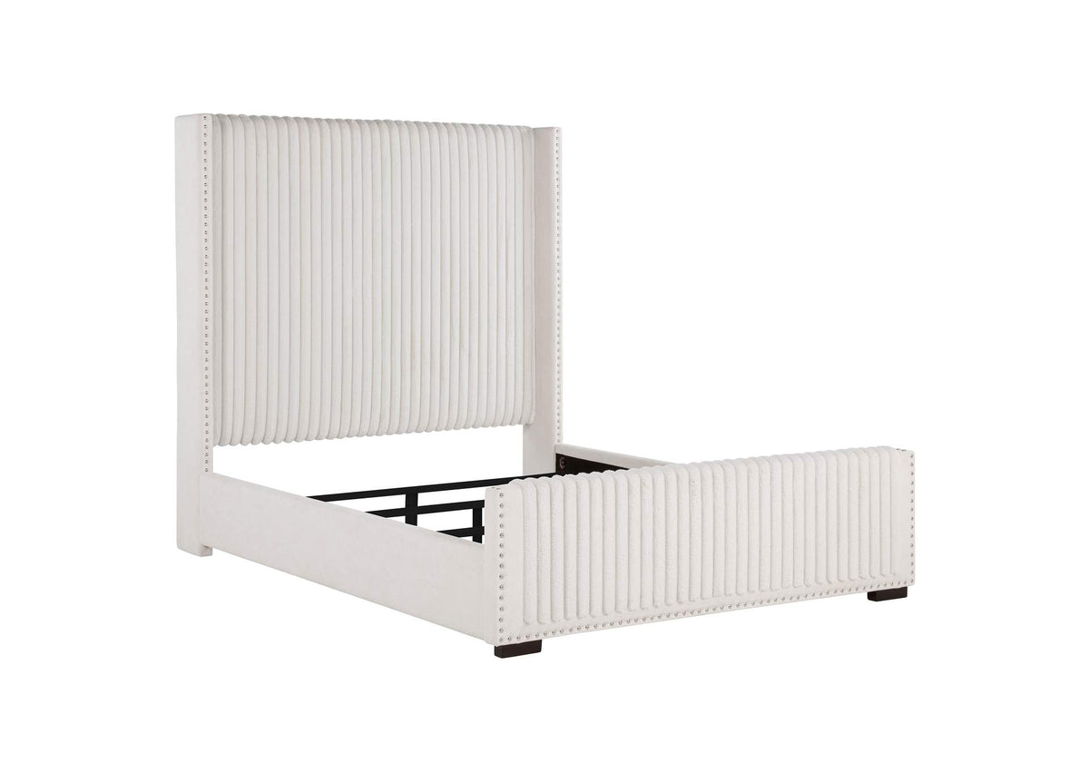 306051Q Natasha 65-inch Upholstered Queen Wingback Bed Cream