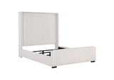 306051Q Natasha 65-inch Upholstered Queen Wingback Bed Cream