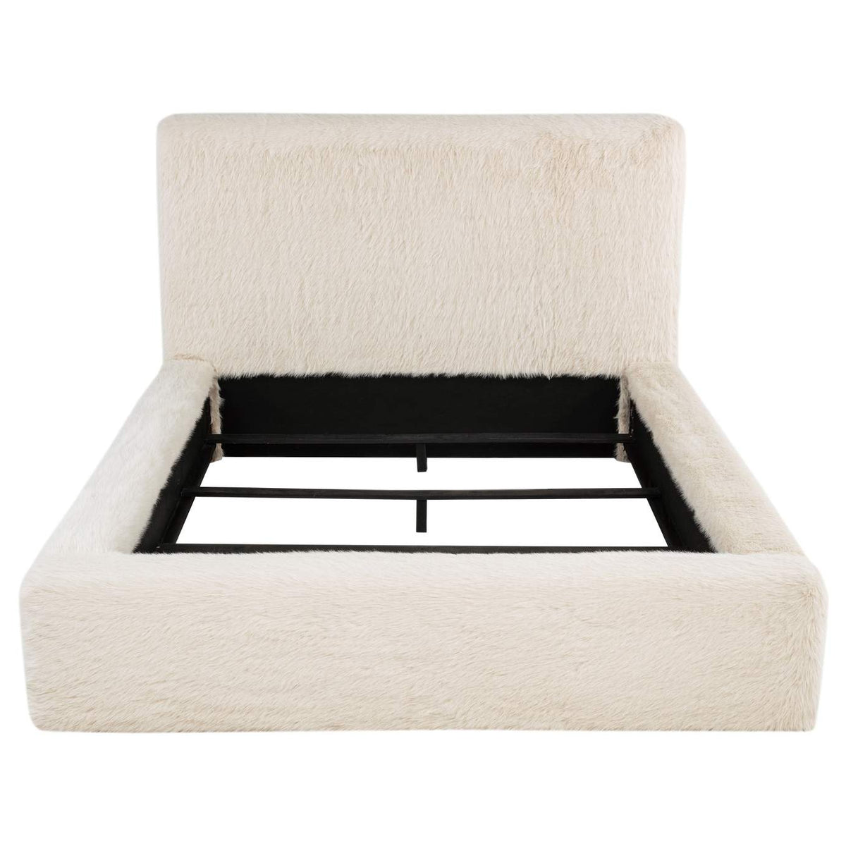 306141KE Rebecca Faux Fur Upholstered Eastern King Bed Cream