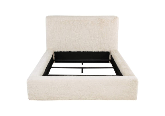 306141KE Rebecca Faux Fur Upholstered Eastern King Bed Cream