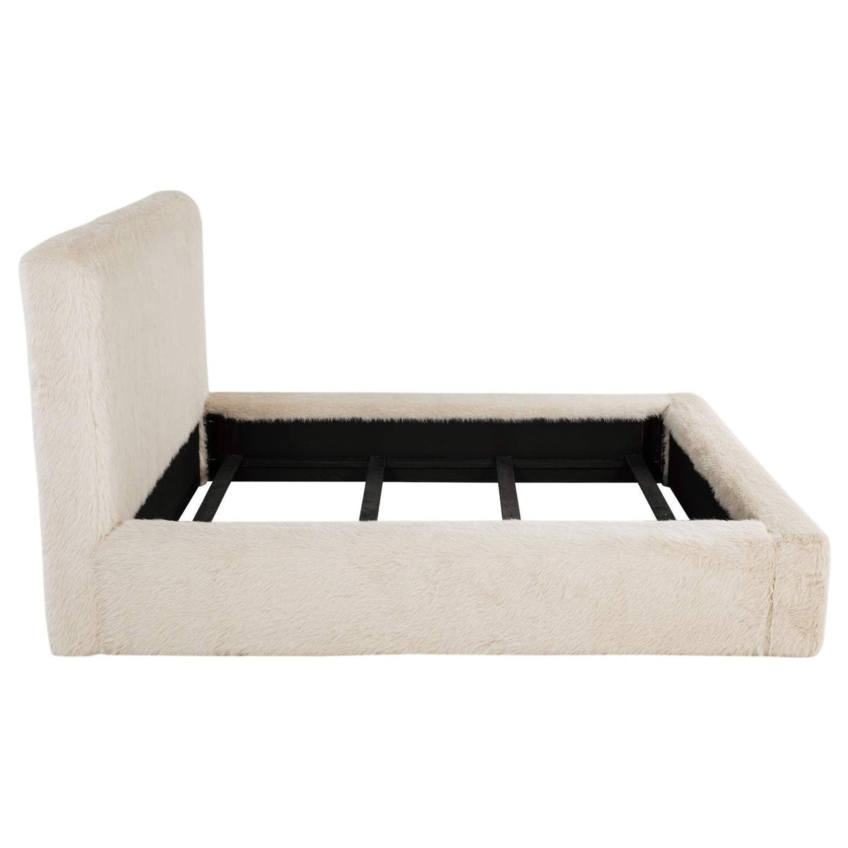 306141KE Rebecca Faux Fur Upholstered Eastern King Bed Cream