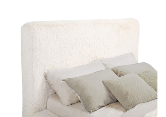 306141KW Rebecca Faux Fur Upholstered California King Bed Cream