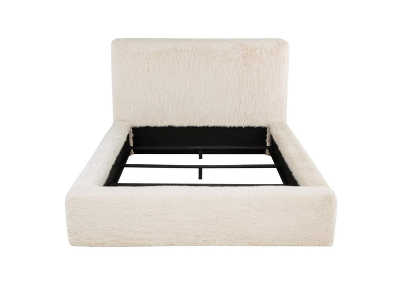 306141Q Rebecca Faux Fur Upholstered Queen Bed Cream