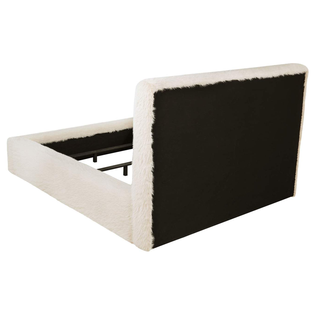 306141Q Rebecca Faux Fur Upholstered Queen Bed Cream