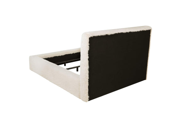 306141Q Rebecca Faux Fur Upholstered Queen Bed Cream