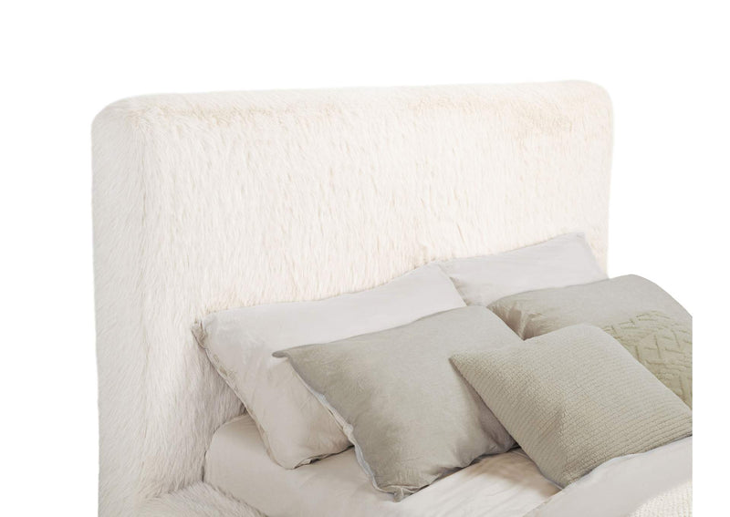 306141Q Rebecca Faux Fur Upholstered Queen Bed Cream