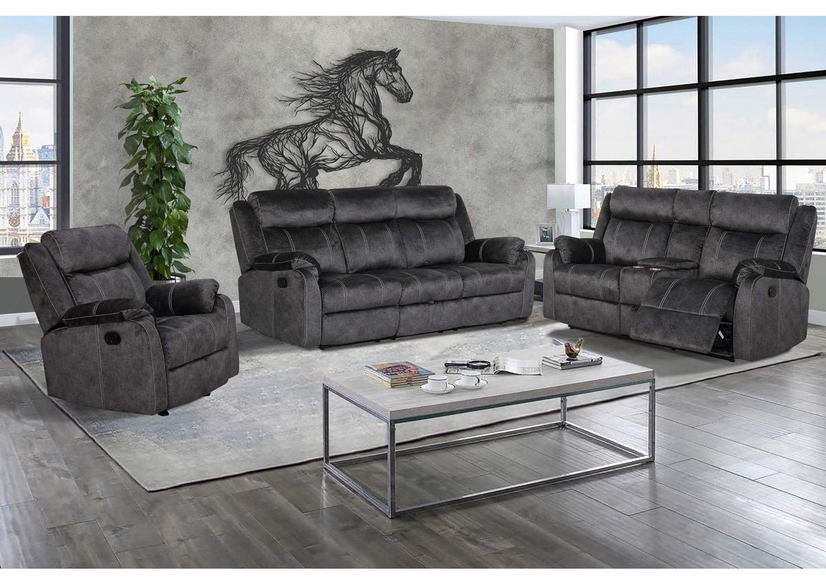 U7303-DOMINO_GRANITE-RS_CRLS U7303 GRANITE RECLINING SOFA - CONSOLE RECLINING LOVESEAT