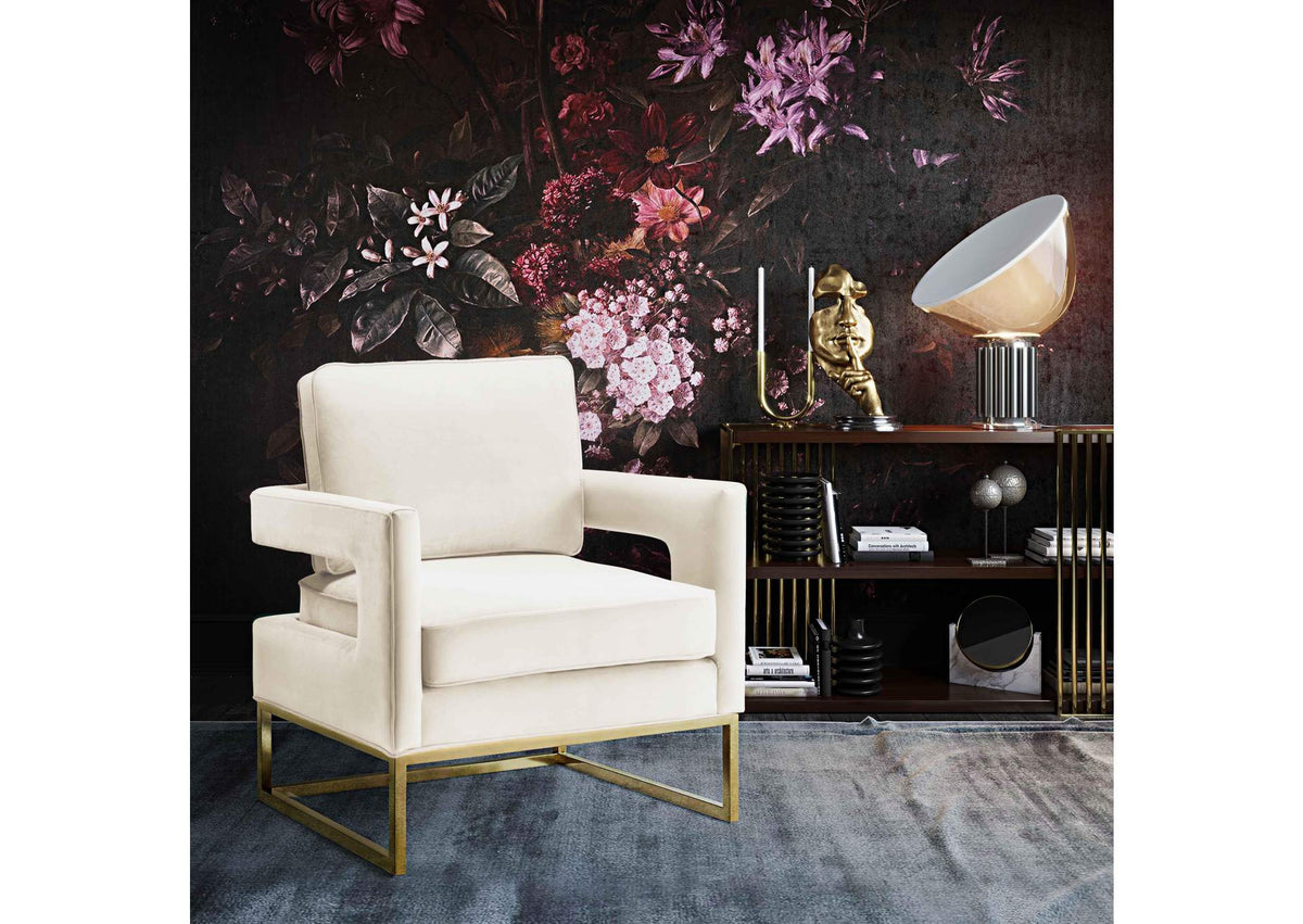TOV-S68199 Avery Cream Velvet Chair