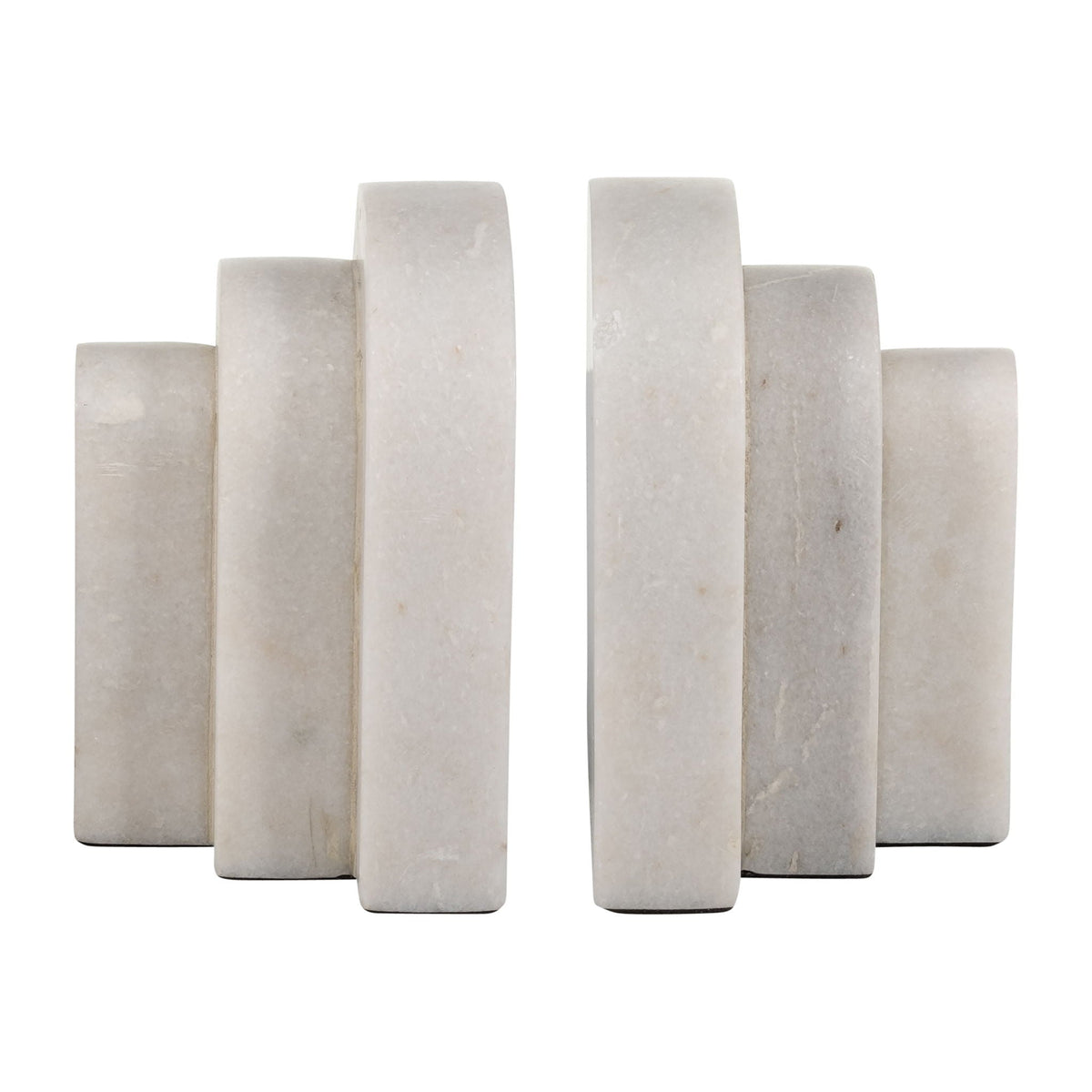 Marble Layered Arches Bookends 6" - White