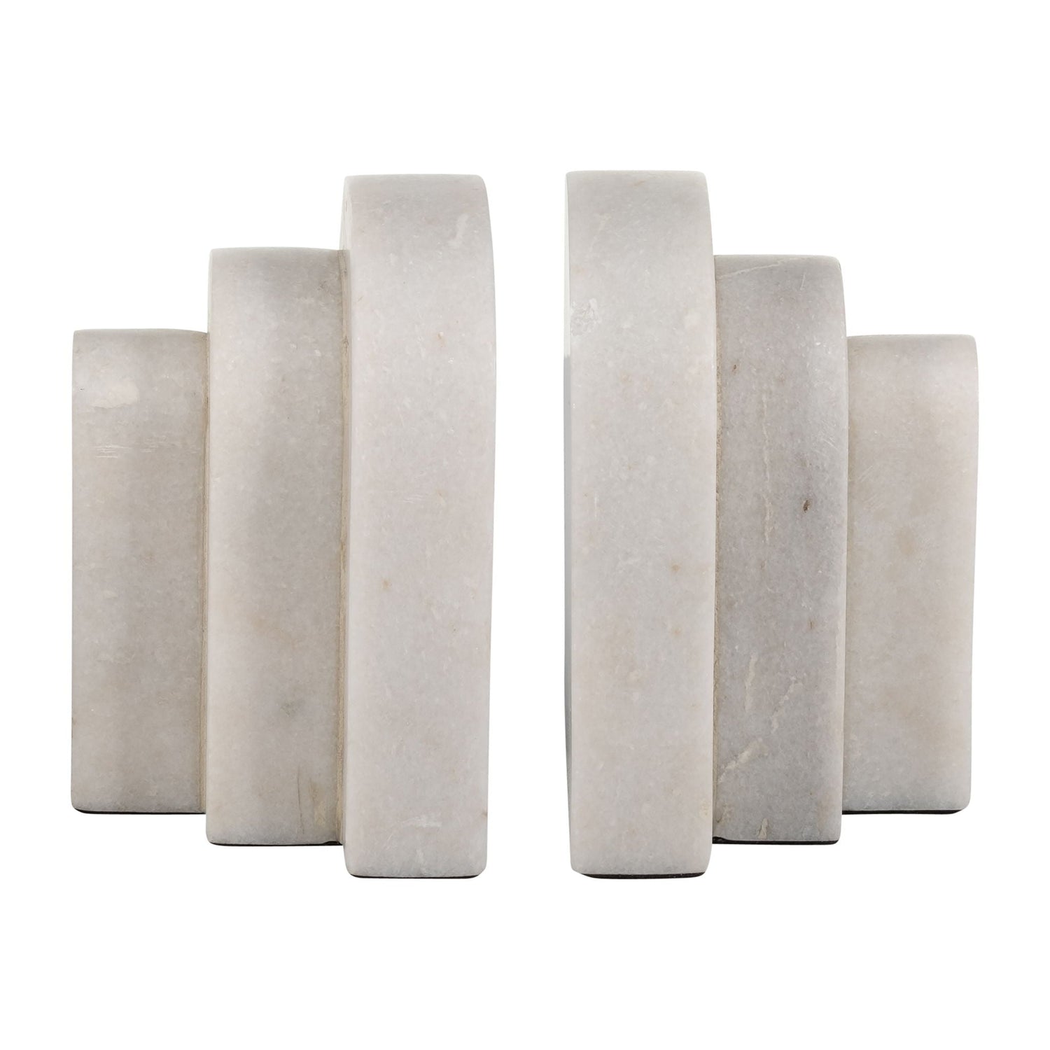Marble Layered Arches Bookends 6" - White