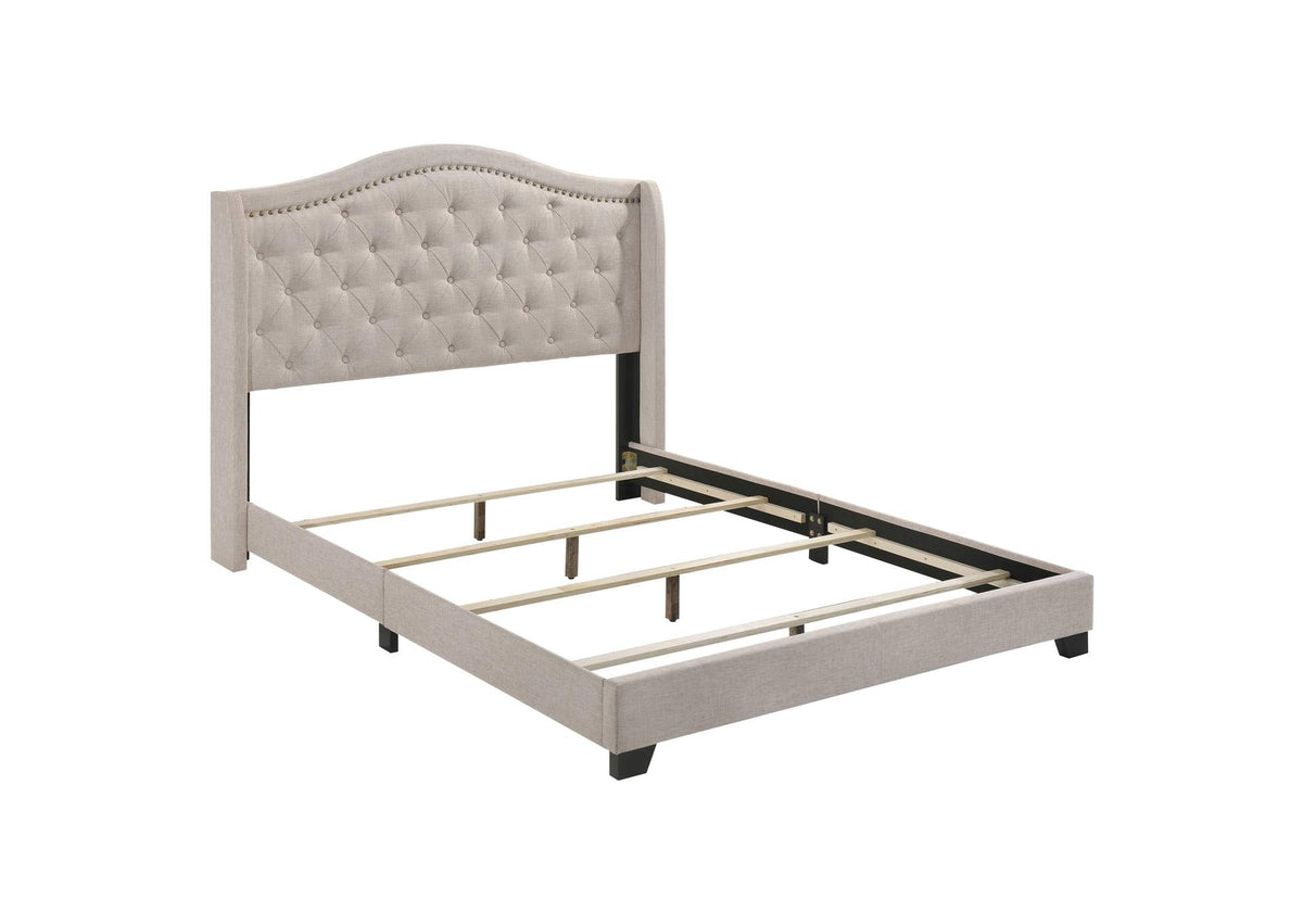 Sonoma Upholstered Full Wingback Bed Beige