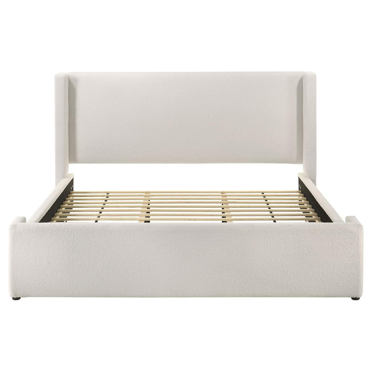 310078KE Alamosa Boucle Upholstered Eastern King Platform Bed White