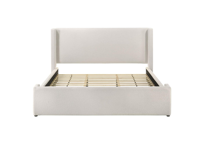 310078KE Alamosa Boucle Upholstered Eastern King Platform Bed White