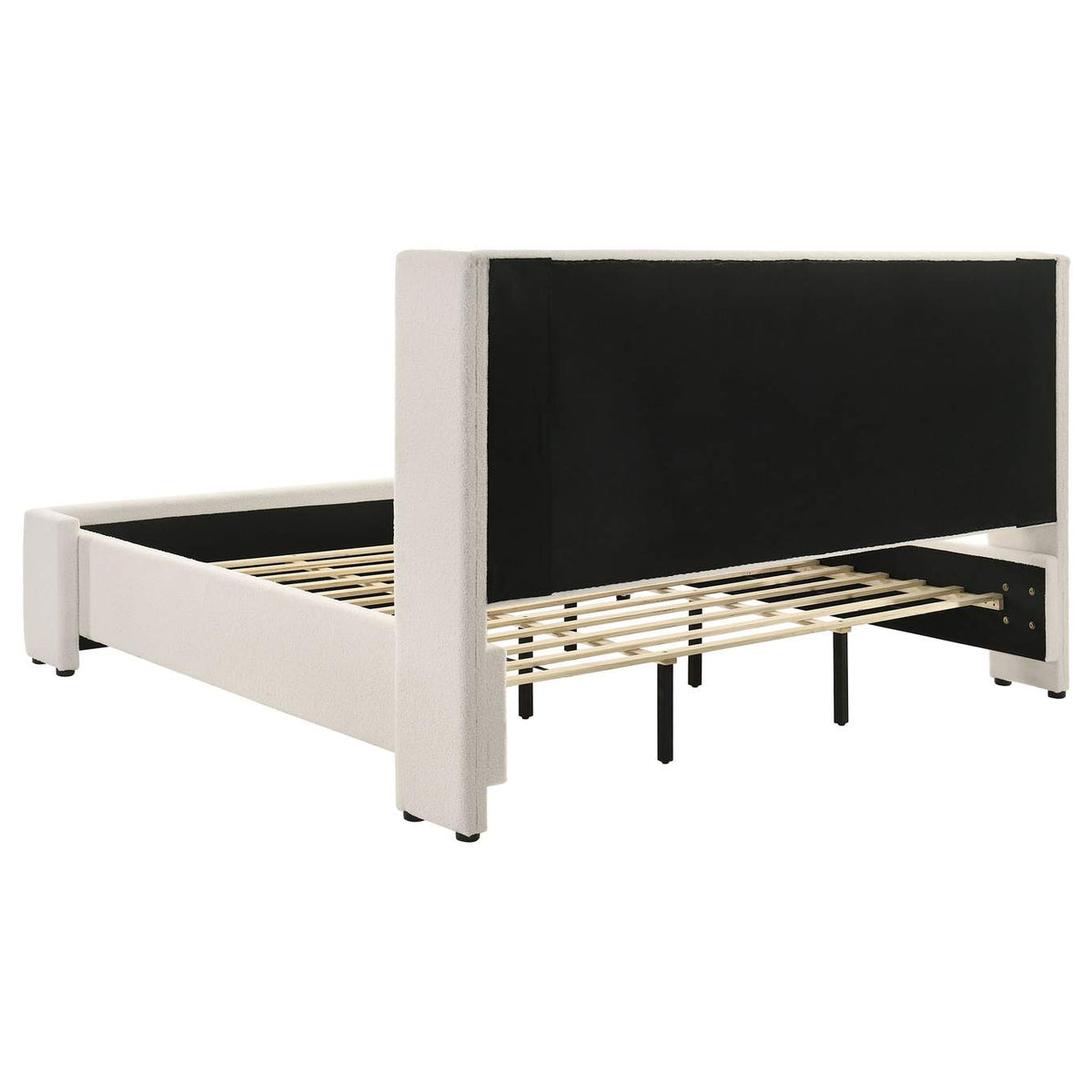 310078KE Alamosa Boucle Upholstered Eastern King Platform Bed White