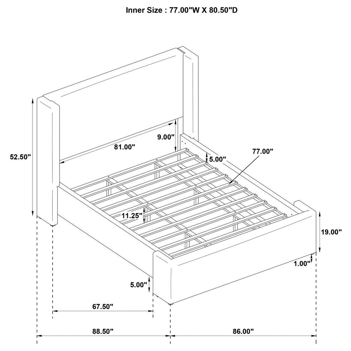 310078KE Alamosa Boucle Upholstered Eastern King Platform Bed White