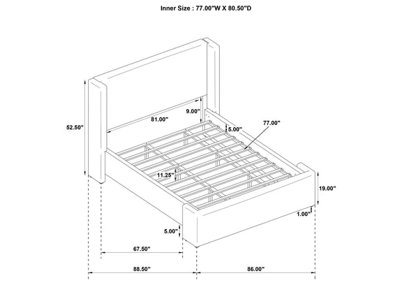 310078KE Alamosa Boucle Upholstered Eastern King Platform Bed White