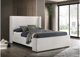 310078Q Alamosa Boucle Upholstered Queen Wingback Bed White