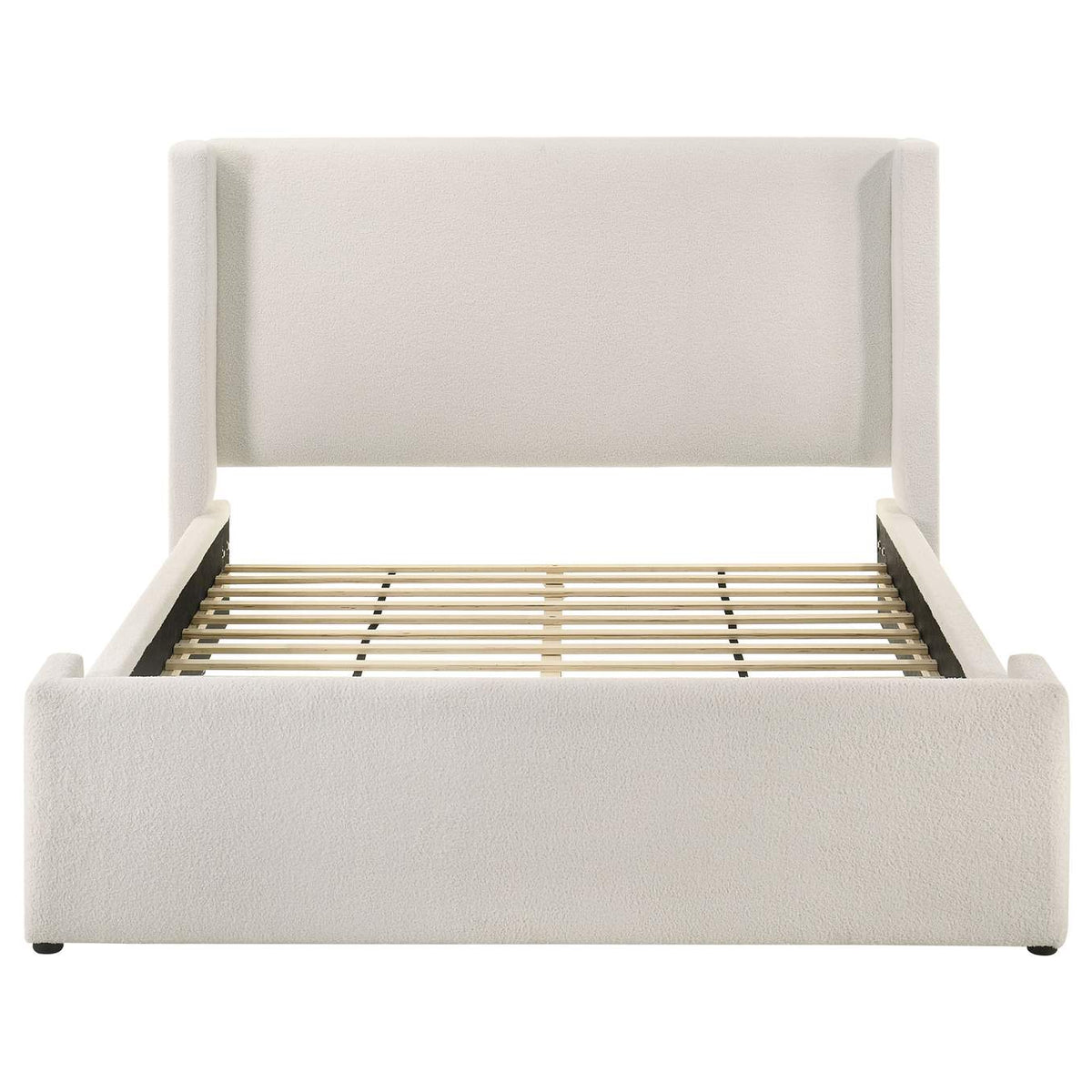 310078Q Alamosa Boucle Upholstered Queen Wingback Bed White