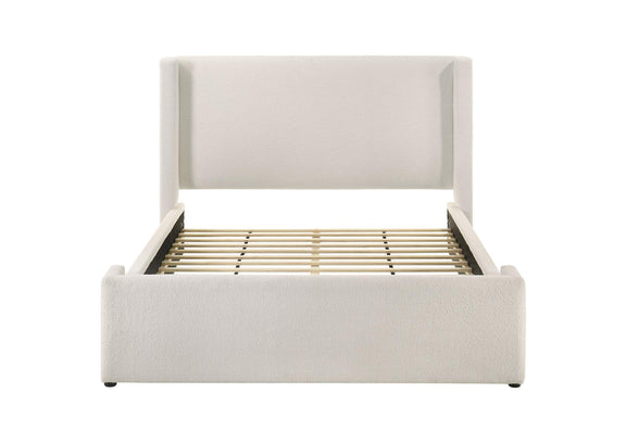 310078Q Alamosa Boucle Upholstered Queen Wingback Bed White