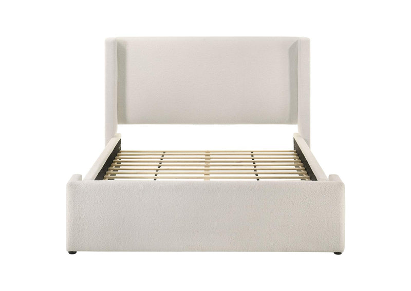 310078Q Alamosa Boucle Upholstered Queen Wingback Bed White