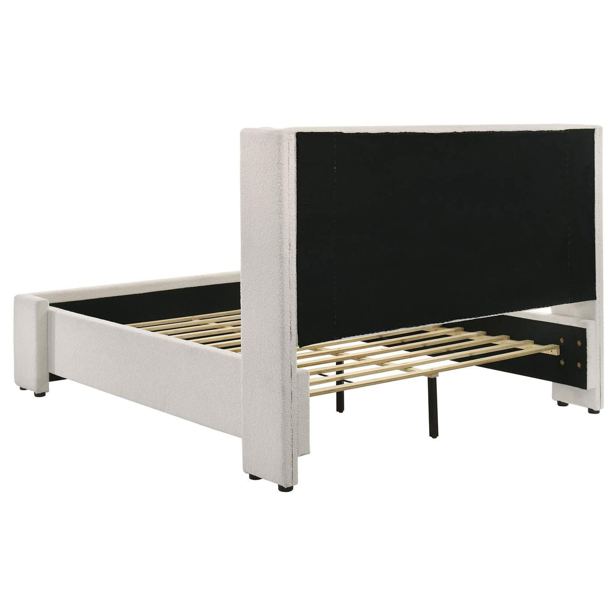 310078Q Alamosa Boucle Upholstered Queen Wingback Bed White