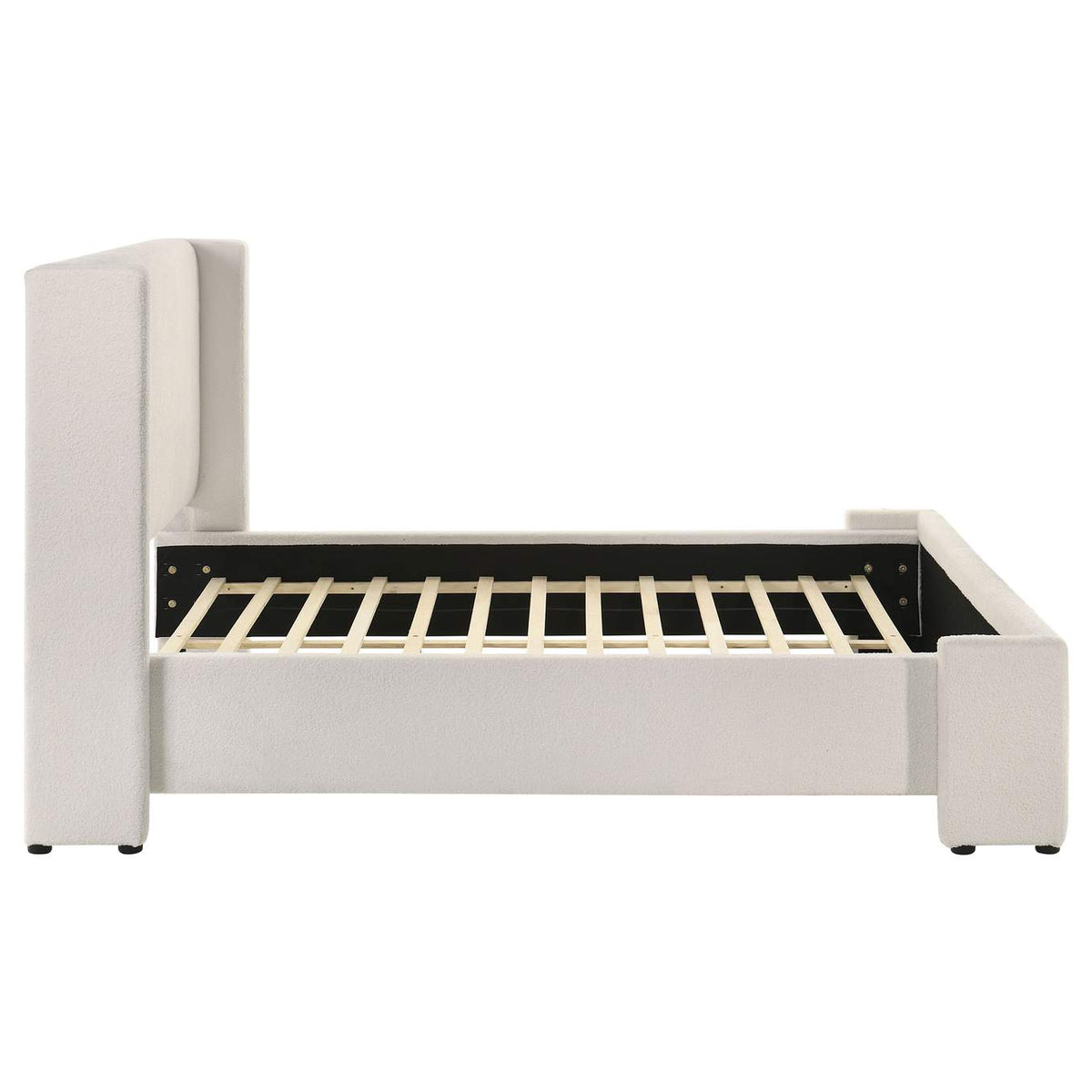 310078Q Alamosa Boucle Upholstered Queen Wingback Bed White