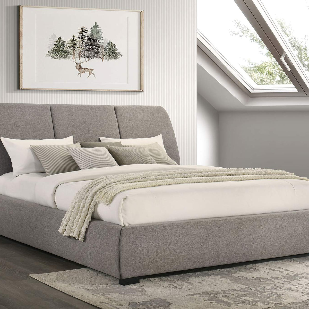 310090KE Mokena 46-inch Upholstered Eastern King Platform Bed Taupe